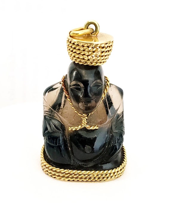 Buddha pendant | 14k and smokey topaz buddha  | bu