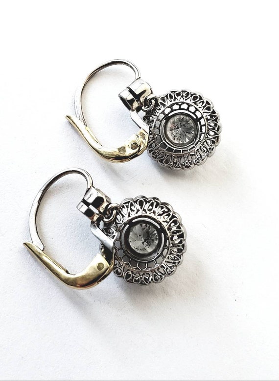 Antique diamond earrings | Art deco dangle diamon… - image 5