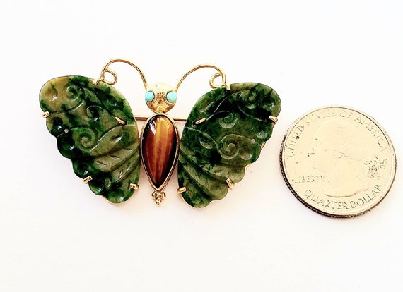 Jade butterfly | 14k butterfly | vintage butterfl… - image 3