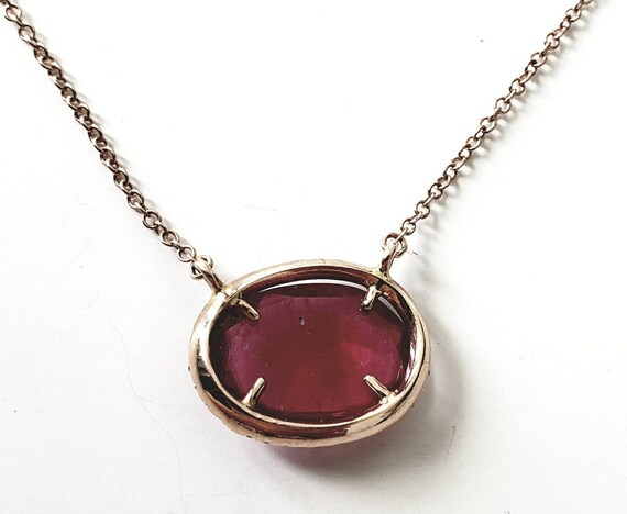 Ruby and Diamond Necklace  | 14k Ruby Slice Neckl… - image 5
