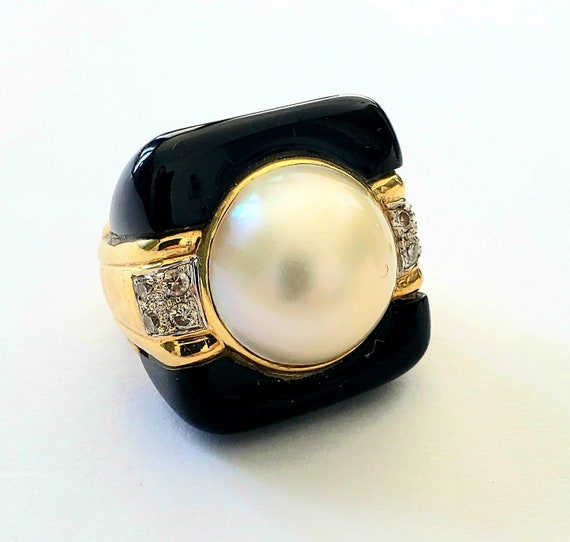 Mabe pearl ring | onyx ring | diamond onyx ring |… - image 3