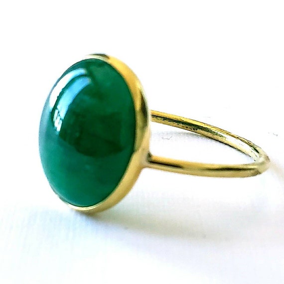 Emerald ring | cabachon emerald ring | 18k emeral… - image 1