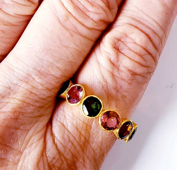 18k Turmoline Eternity Band | Multi color Turmoli… - image 2