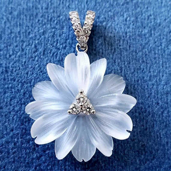 18k crystal flower pendant | diamond pendant | cr… - image 5