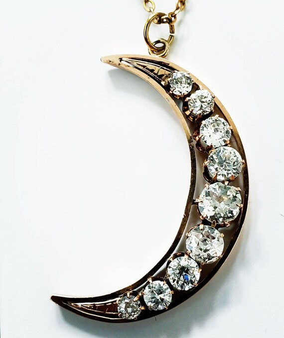 Diamond Crescent Moon Pendant | 3 carat diamond pendant | Lunar Diamond Pendant