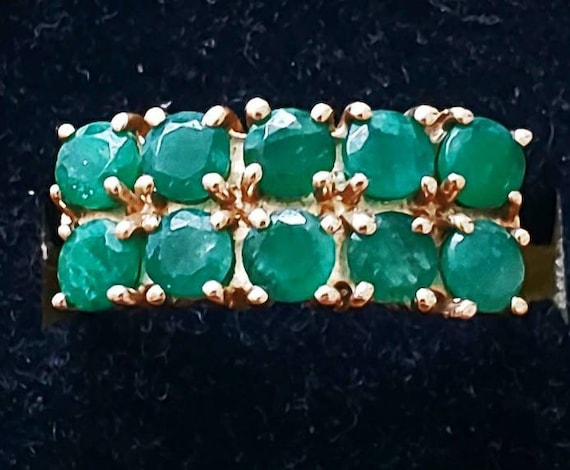 14k Emerald Ring | Emerald Stack Ring - image 1