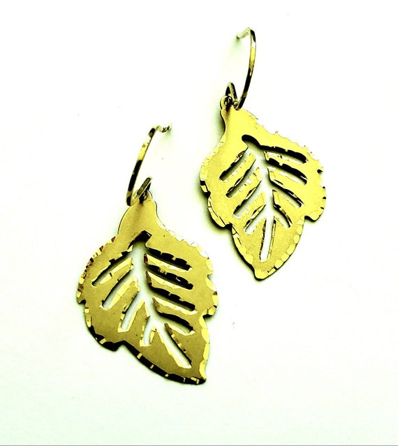 Leaf earrings | gold leaf earrings | 14k earrings