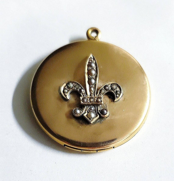 Victorian locket | pearl locket | fluere de lis - image 1