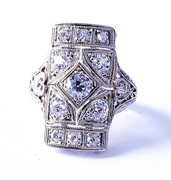 Circa 1920 art deco Diamond ring | 18k diamond en… - image 5