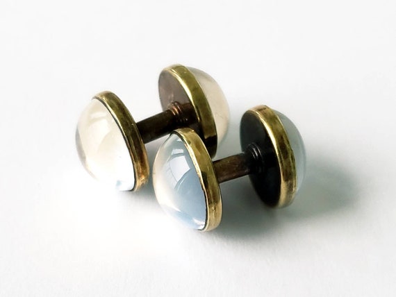 Antique  moonstone cufflinks | 14k  moonstone cuf… - image 2