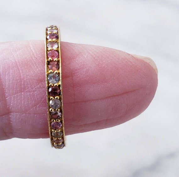 18k Rainbow Sapphire Ring | 18k Gem Band  | 18k wedding band View 5