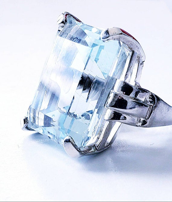 31 carat Aquamarine Art Deco ring | huge aquamarine r… - Gem
