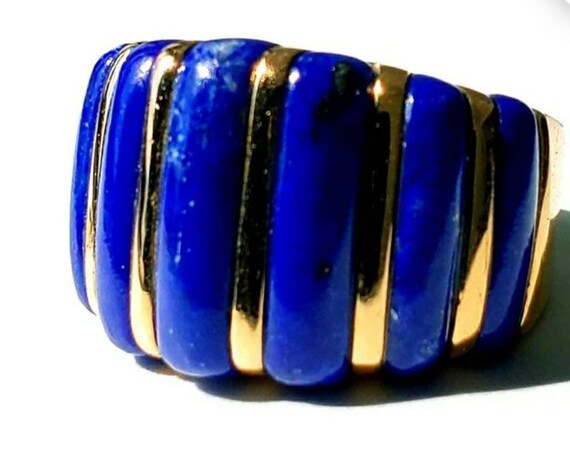 Lapis Lazuli ring | gold & lapis ring | 14k lapis… - image 1