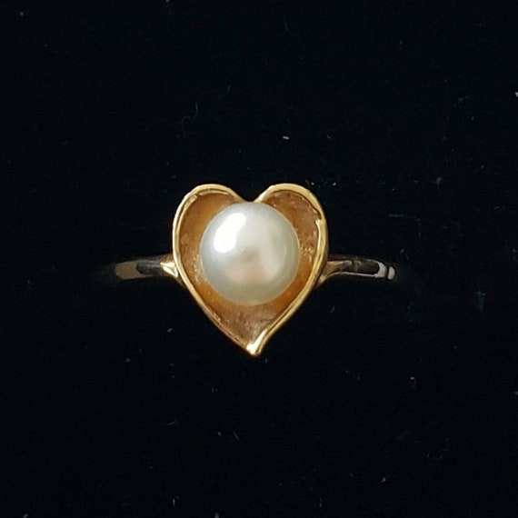 Heart ring | pearl ring | sweetheart ring | 10k p… - image 1