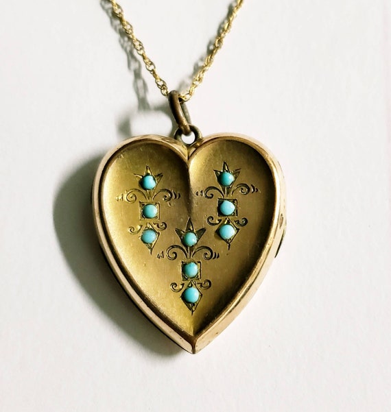 Victorian locket | heart locket | turquoise pendan