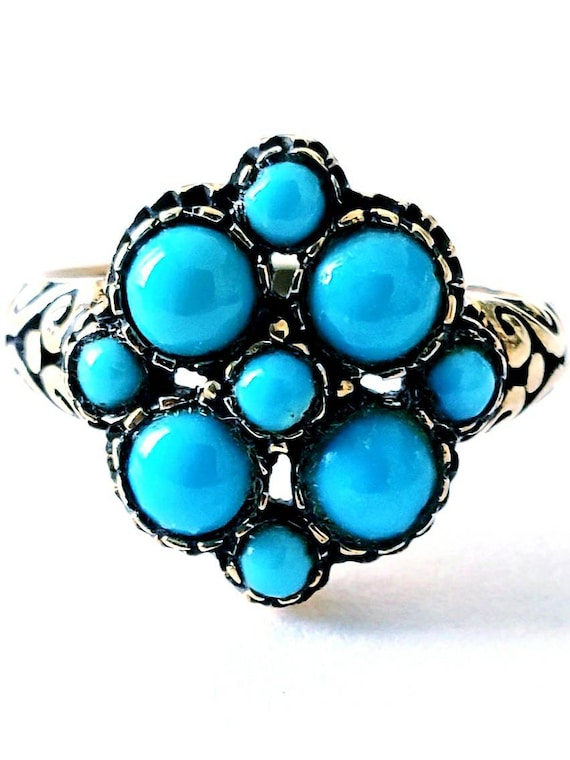 Antique turquoise ring | turquoise ring | cluster