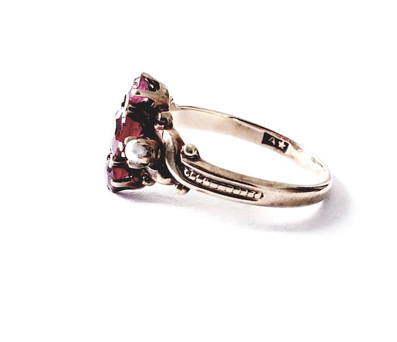 Victorian ruby pearl ring | petite antique ring - image 2