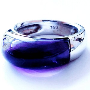 18k cabochon amethyst ring | Amethyst dome ring | 18k white gold ring