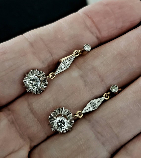 Antique diamond earrings |  dangle diamond earring