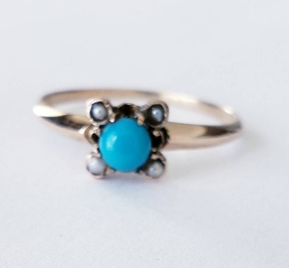 Victorian turquoise and pearl ring | Pearl ring |… - image 3