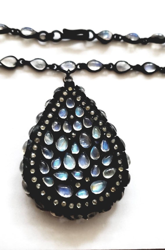 Moonstone pear shaped necklace | cabochon moonston