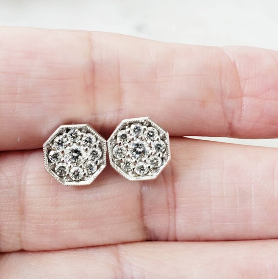 Diamond earrings | Octagon diamond studs | 1 cara… - image 2