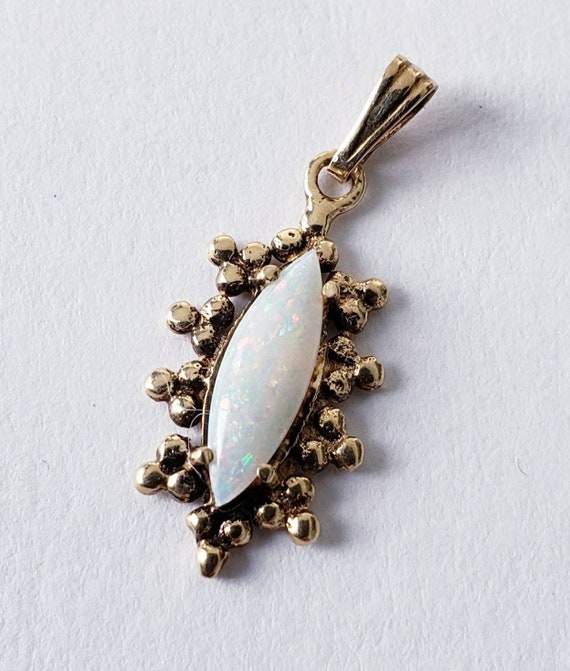 14k opal necklace | opal charm | tiny opal pendant