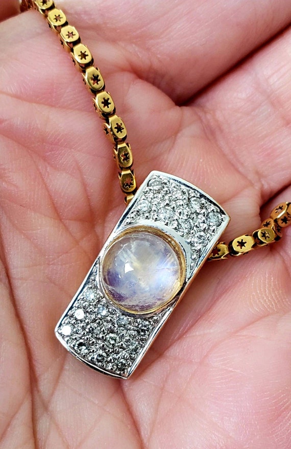 Moonstone & diamond pendant | moonstone necklace