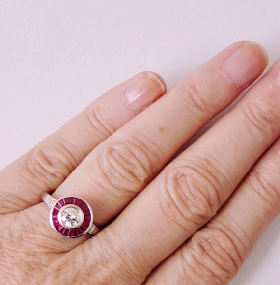 Diamond and ruby engagement ring | ruby halo ring… - image 4