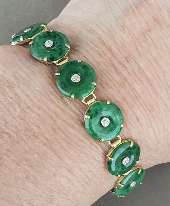 Buy JADE Bracelet Ø 60.0 Mm Silver-plated Green Jade Vintage 39 Grams KK  Online in India - Etsy