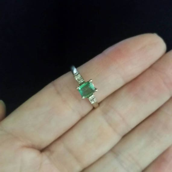 14k emerald  diamond ring | vintage emerald ring … - image 4
