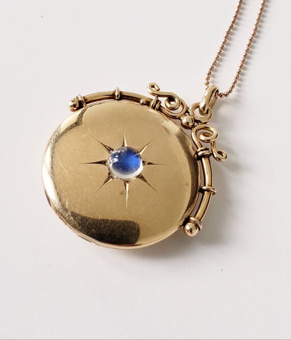 Victorian moonstone locket | enamel locket | Vict