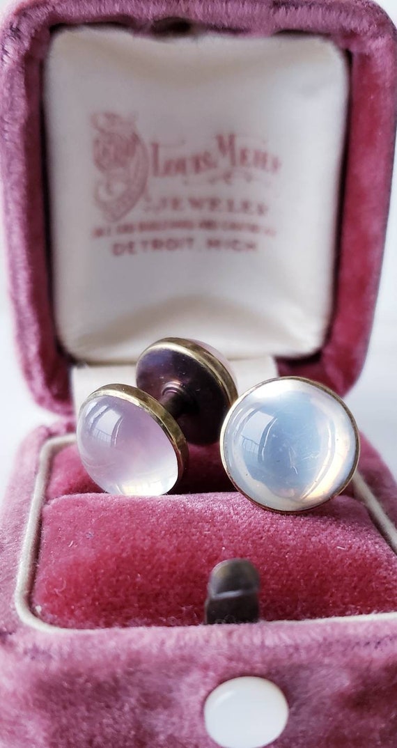 Antique  moonstone cufflinks | 14k  moonstone cuf… - image 1