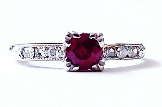 Ruby ring | 14k diamond ring | 14k ruby ring | ex… - image 1