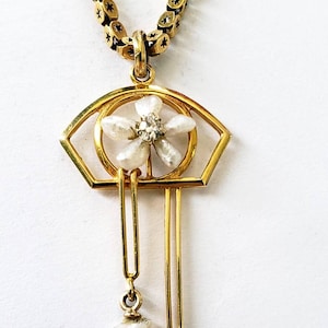Antique Victorian pearl diamond  lavalier | pearl  pendant