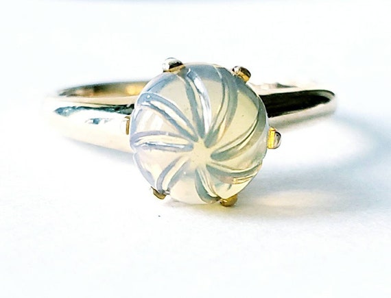 Moonstone ring | carved moonstone | wedding ring