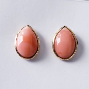 Coral earrings | gold & coral pear shaped earrings