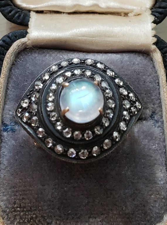 Rose cut diamond moonstone ring | moonstone orb ri