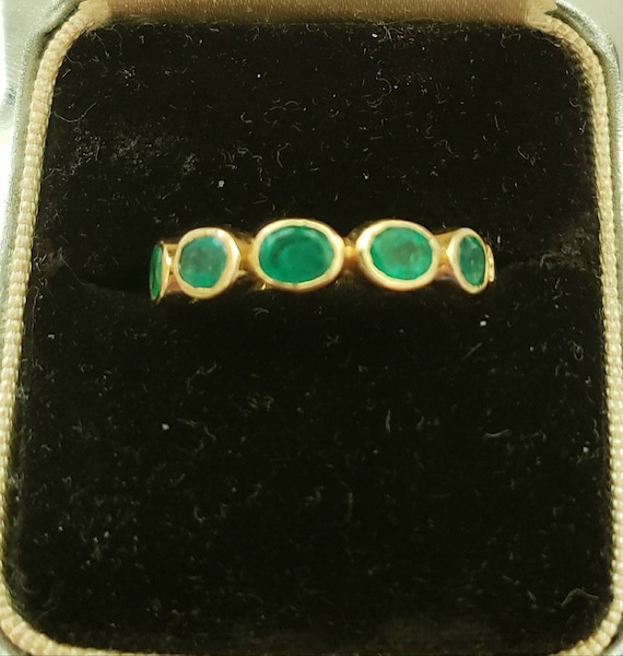 18k emerald ring | eternity gem band | emerald st… - image 2