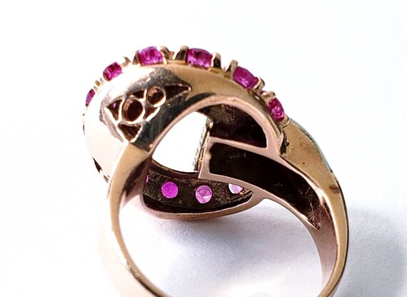14k art deco ruby ring | ruby diamond ring | rose… - image 3