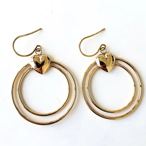 14k Heart Hoop Earrings