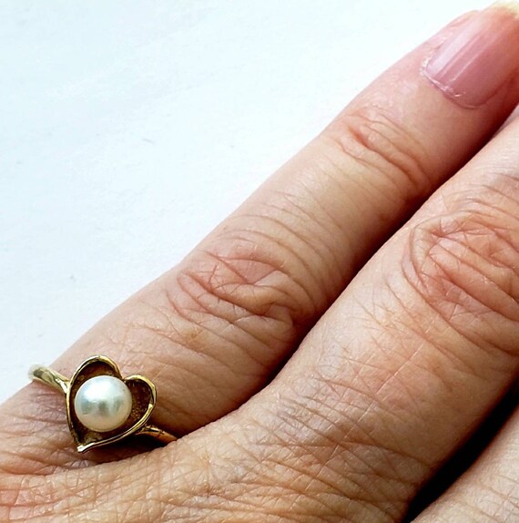 Heart ring | pearl ring | sweetheart ring | 10k p… - image 2