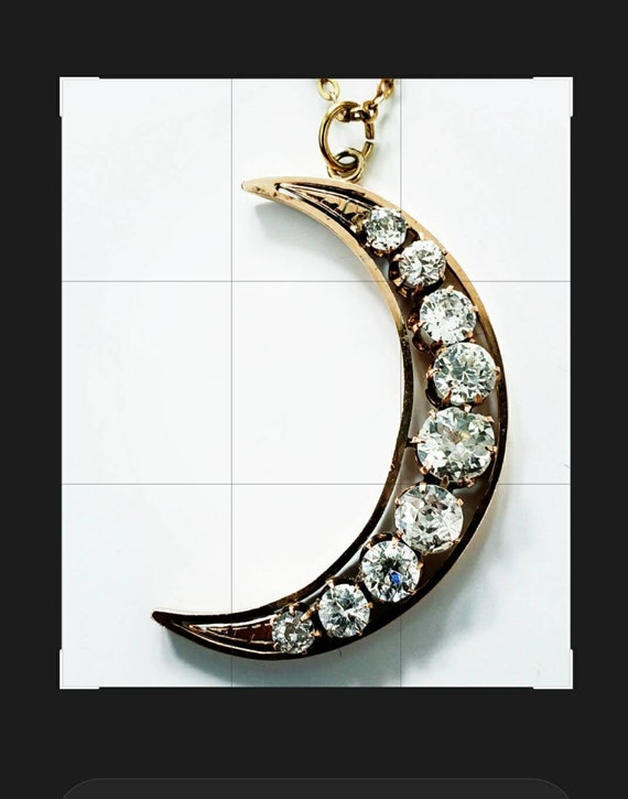 Victorian diamond crescent moon | 14k Antique diam