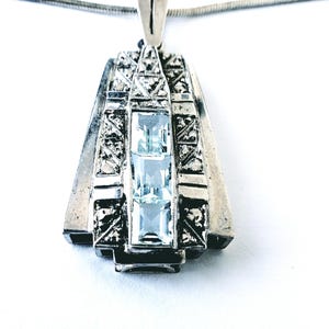 Art Deco Sterling pendant | Blue Topaz pendant