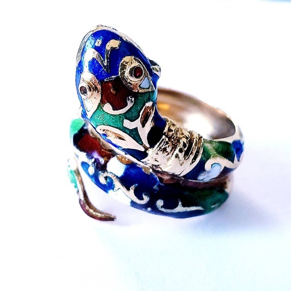 14k snake ring | enamel snake ring | serpent ring