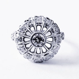 Vintage Platinum Diamond Ring | Bezel Set Diamond Ring