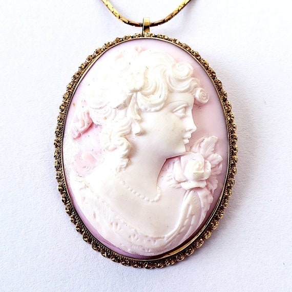 Coral cameo | antique 14k carved cameo | coral pen