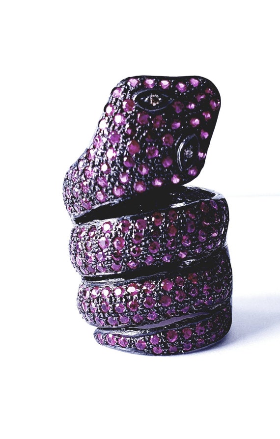 Snake ring | pave ruby and diamond ring | serpent ring