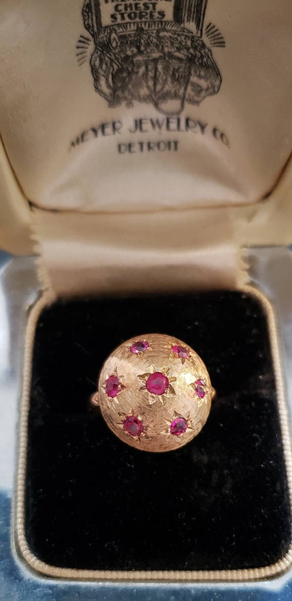 Ruby Bombe ring | 14k Burnished Set Rubies - image 6