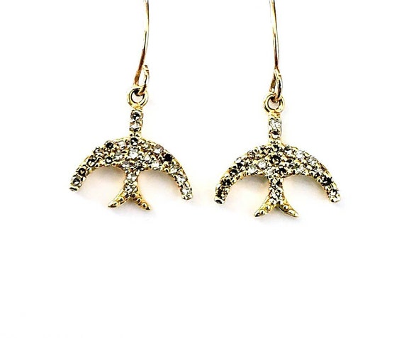Diamond swallow earrings | 14k diamond bird earrin